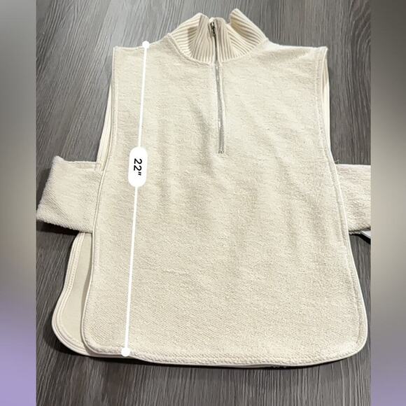 Zara Off White Cream Sleeveless Half‎ Zip Open Side Jacket Top Size M/L - Picture 8 of 8
